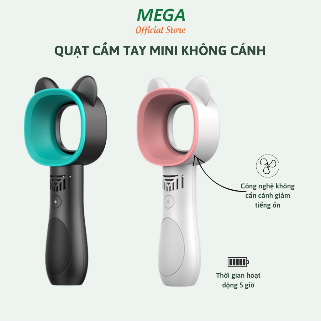 Quạt cầm tay mini Không Cánh, Sạc pin USB hình tai thỏ - Du Lịch, Văn Phòng