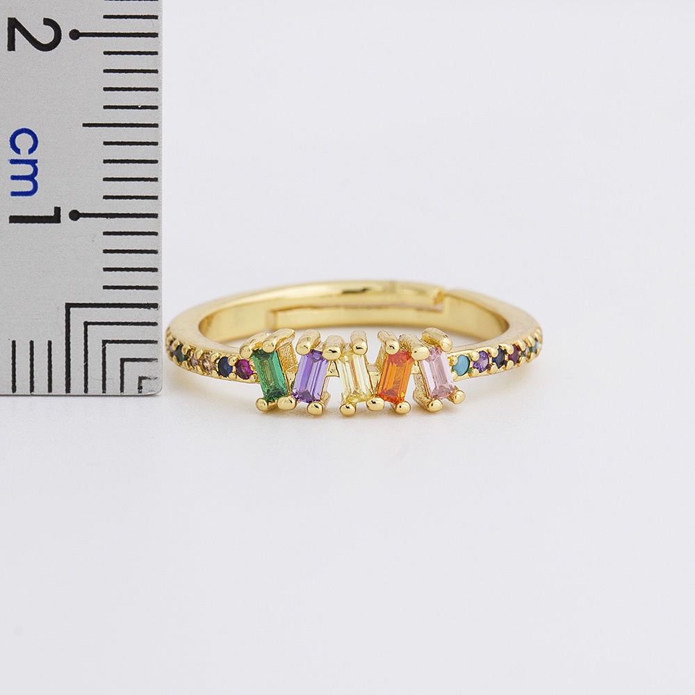 Nhẫn Hở Đính Đá Zircon Cầu Vồng 3 Phong Cách AAA Cho Nữ