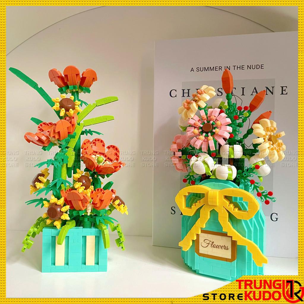 Mô Hình Hoa - Đồ chơi lắp ráp hoa ở trong chai làm quà tặng trang trí decor