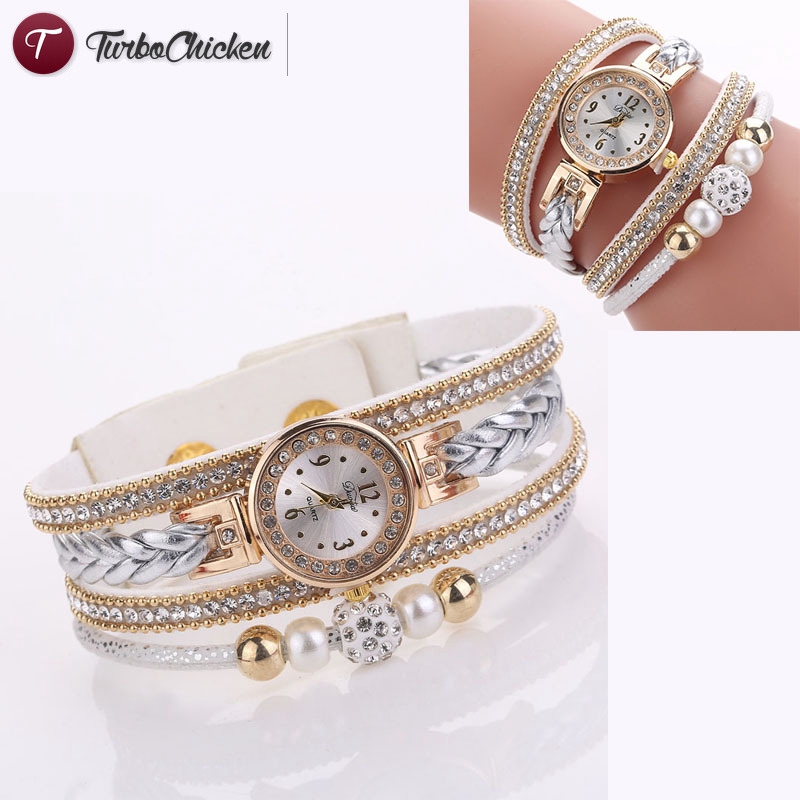 Đồng Hồ Nữ Dây Da Mặt Đính Đá Thời Trang