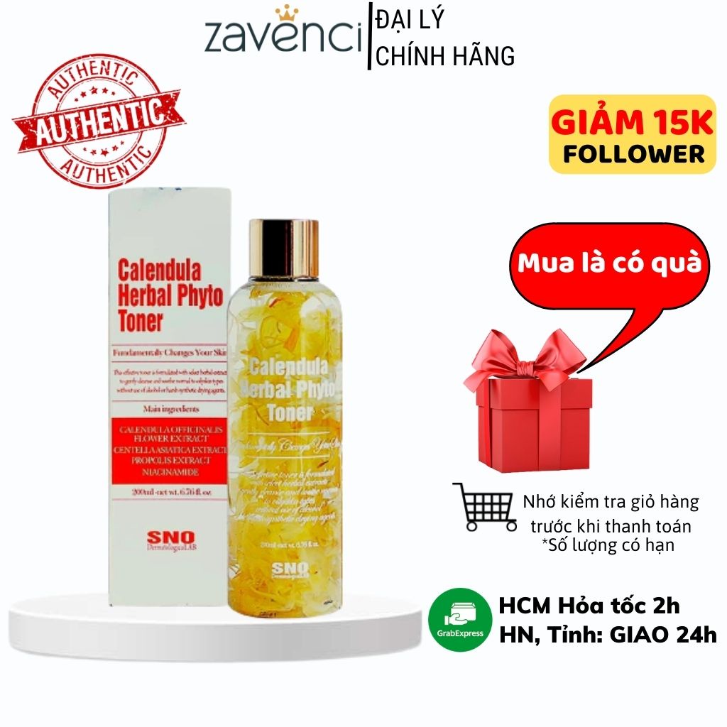 Nước hoa hồng SNO Calendula Herbal Phyto Toner ngừa mụn kiềm dầu 200ml - ZAVENCI Official