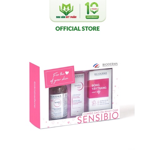 Bộ tẩy trang và kem dưỡng ẩm cho da nhạy cảm Bioderma Sensibio H2O 250ml và Sensibio Light 40ml