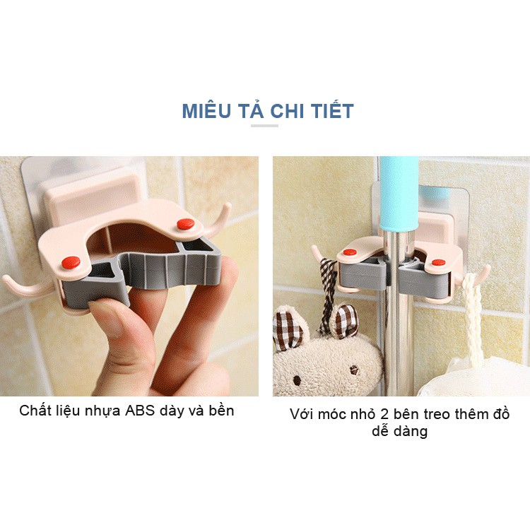 Móc treo cây lau nhà tiện lợi, dán tường siêu bền