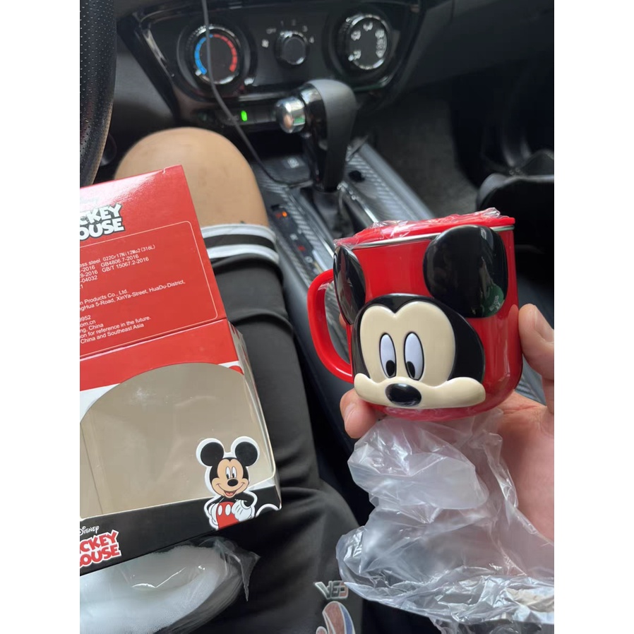 Cốc ly giữ nhiệt uống nước lõi inox 304 Mickey 3D Disney cho trẻ em
