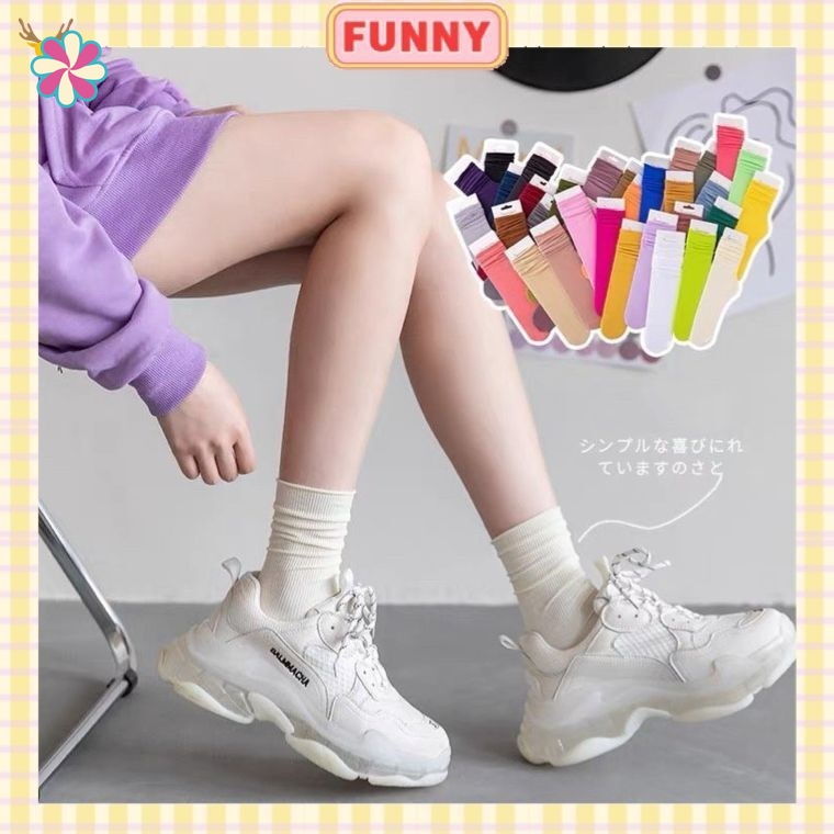 Vớ Cổ Cao Nhiều Màu Sắc Thời Trang Cổ Điển Phong Cách Hàn Quốc