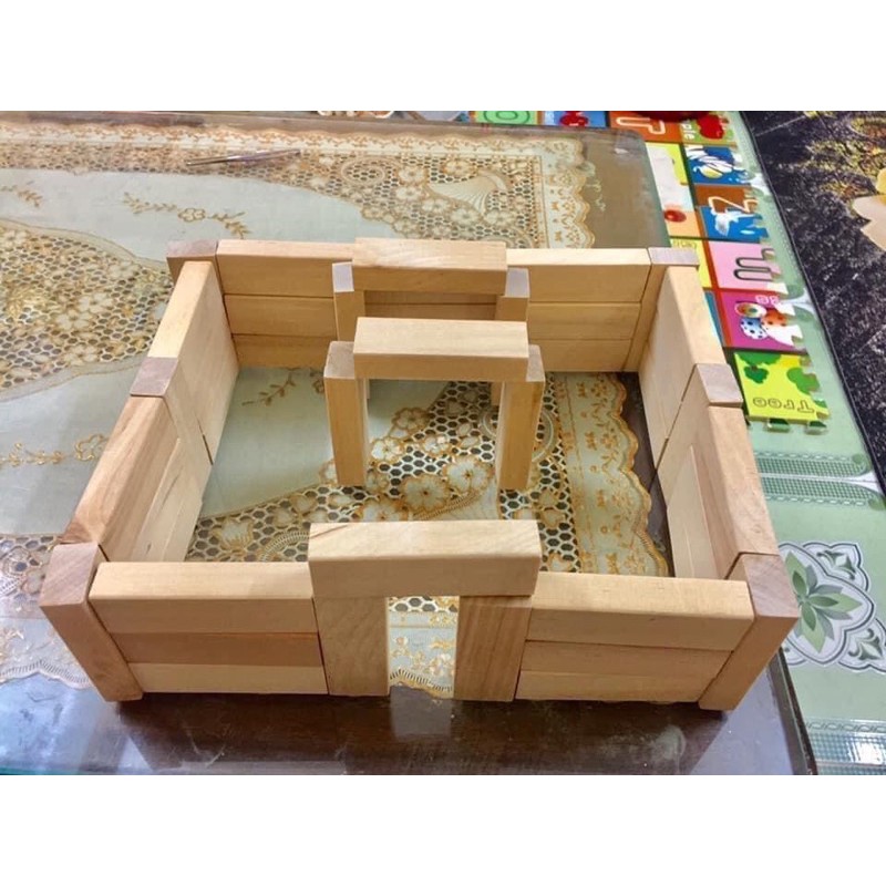 100 thanh gỗ xếp hình domino, thanh gỗ Jenga [an toàn,thân thiện] giúp trẻ vui chơi sáng tạo