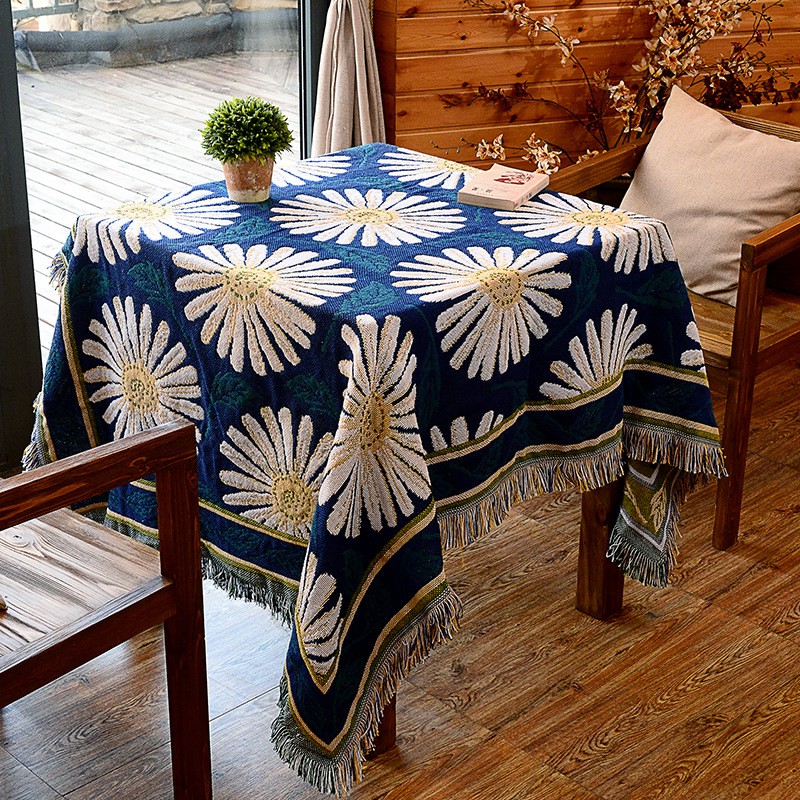 Passion Chăn Thảm Phủ Sofa Trang Trí Giường Ngủ Hoa Cúc Xanh