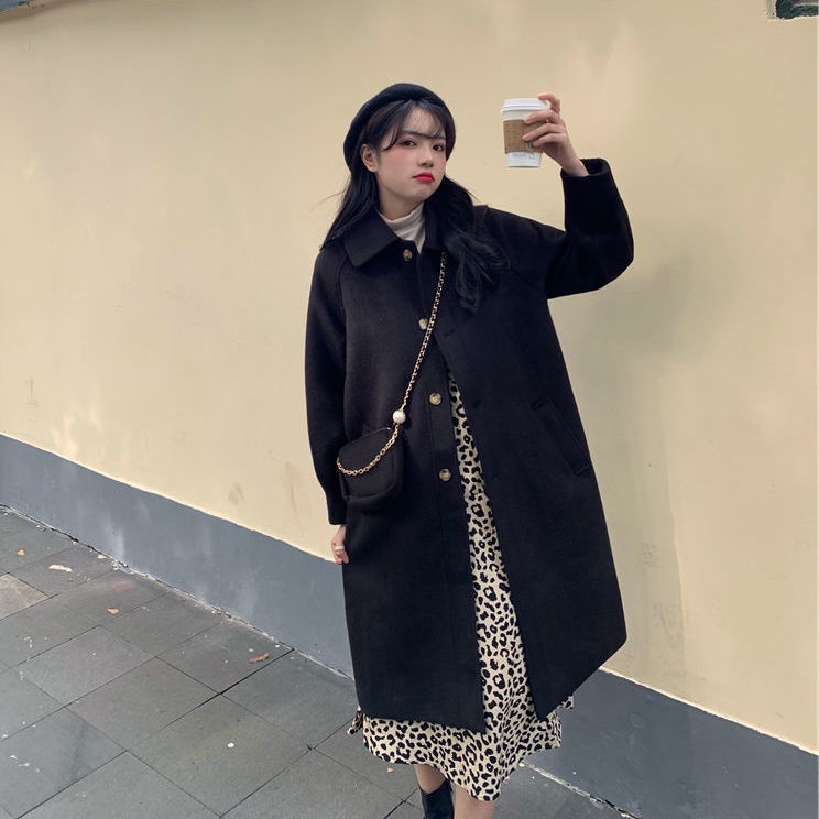 Áo khoác len dài trung bình cài nút thời trang thu đông dành cho nữ 2021