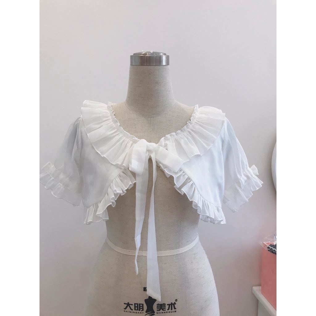 ⚡ HOT ⚡ Áo bolero Lolita dáng lửng tay ngắn chất liệu voan tơ óng 2 lớp