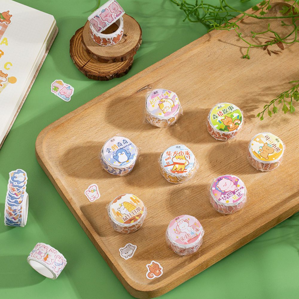 Băng keo giấy washi tape dạng sticker hoạ tiết hoạt hình