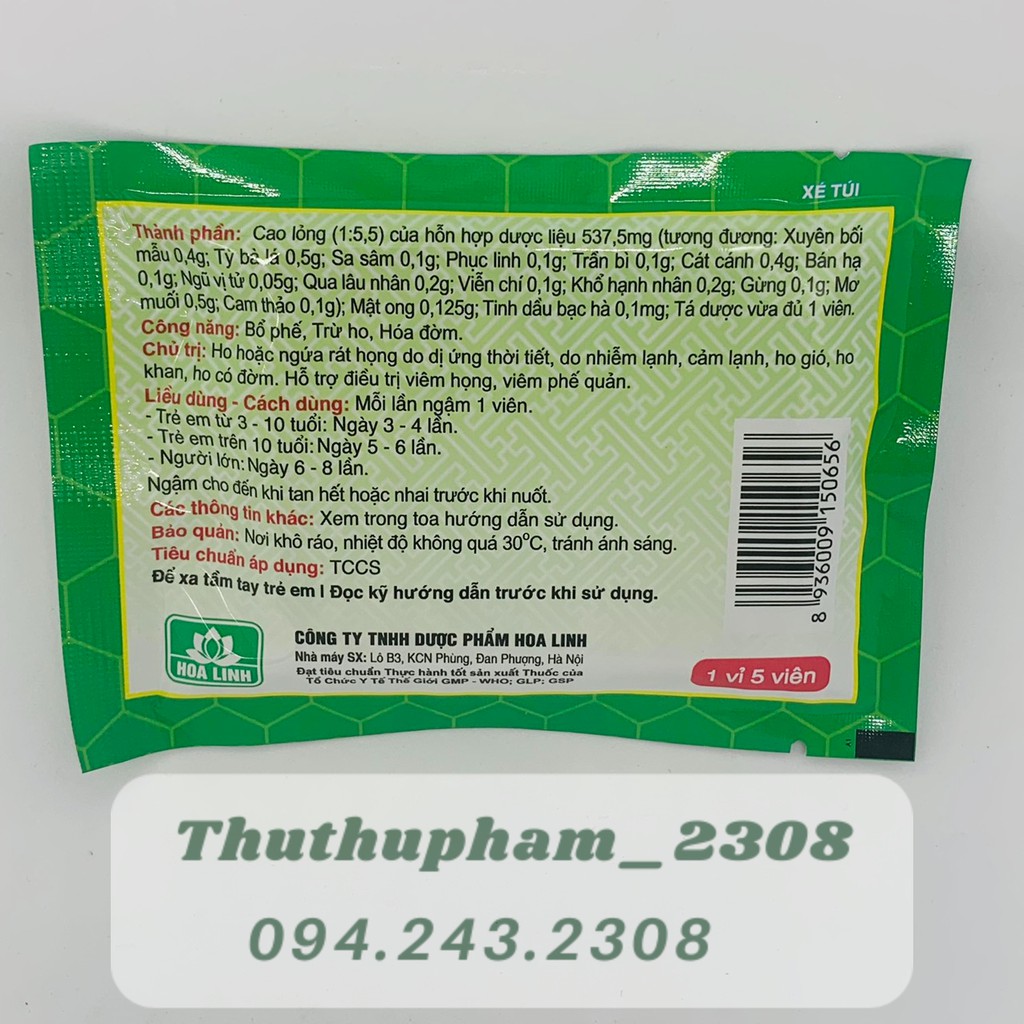 VIÊN NGẬM BẢO THANH  Trừ ho bổ phế