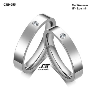 Nhẫn cặp đôi trơn bóng đẹp đính hạt Không đen không gỉ sét CNH055