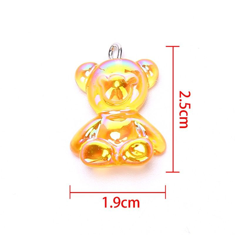 (Ver 03) Charm Gấu Kẹo dẻo màu Hologram có khoen/ Nguyên liệu làm Slime, Keyring