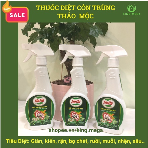 Thuốc diệt côn trùng từ thảo mộc TinTin - Diệt Gián, kiến, rận, bọ chét, ruồi, muỗi, nhện, sâu - An Toàn Hiệu Quả 100%