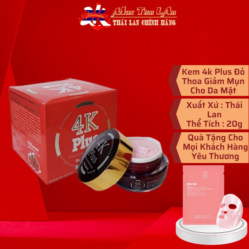 Kem 4k Plus Đỏ 20g Thái Lan Giảm Mụn Hiệu Quả