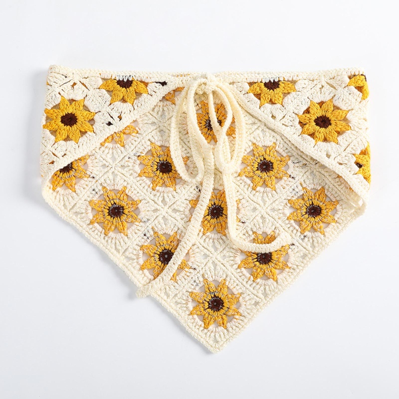 Khăn Turban Cotton Đan Móc Thủ Công Hình Tam Giác Kiểu Retro Thời Trang