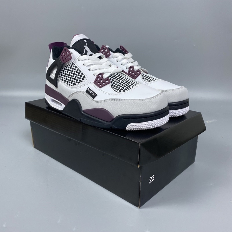 Giày Jordan 4 Paris Saint Germain Sneaker Nam - Giày JD4 Bóng Rổ PSG Màu Trắng Tím