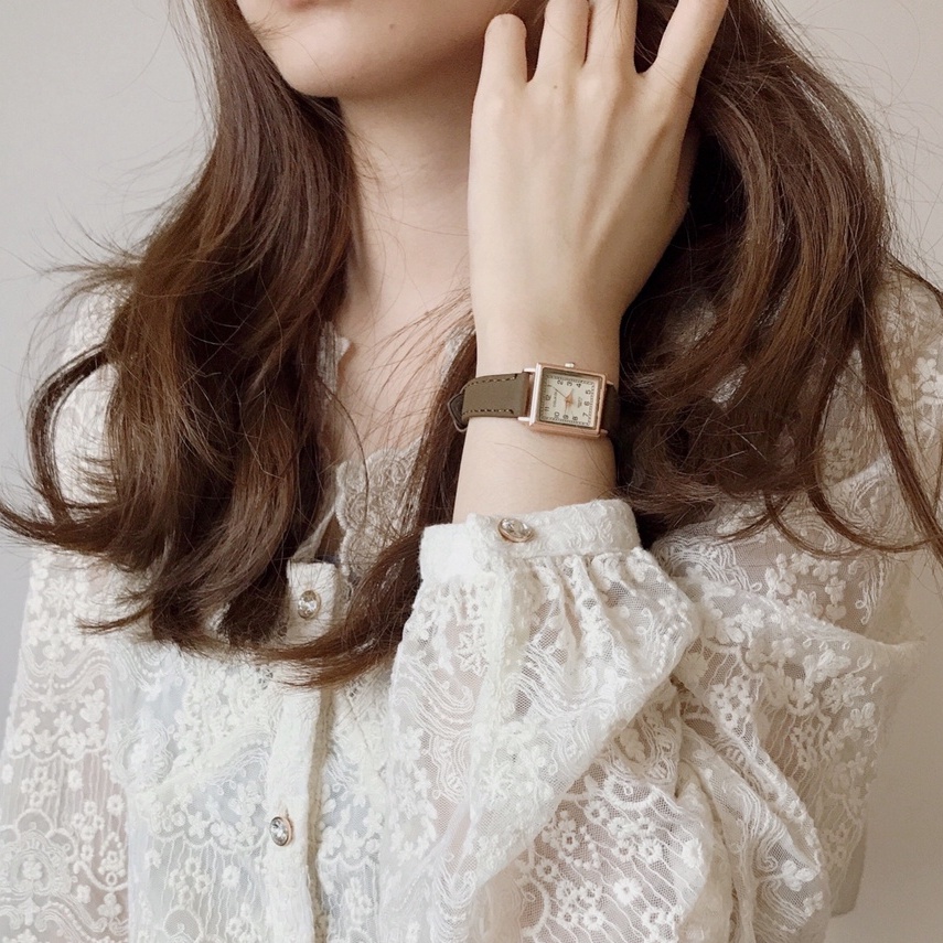 Đồng hồ nữ Doukou mặt vuông dây da size 26mm thời trang vintage | BigBuy360 - bigbuy360.vn