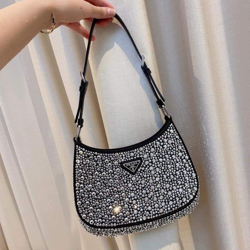 Túi kẹp nách P.R.A.D.A đính đá siêu hot kèm ảnh thật shop tự chụp