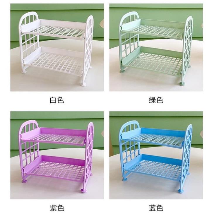 [FREESHIP] Kệ Nhựa Mini 2 Tầng Decor Bàn Học Đựng Đồ Siêu Xinh