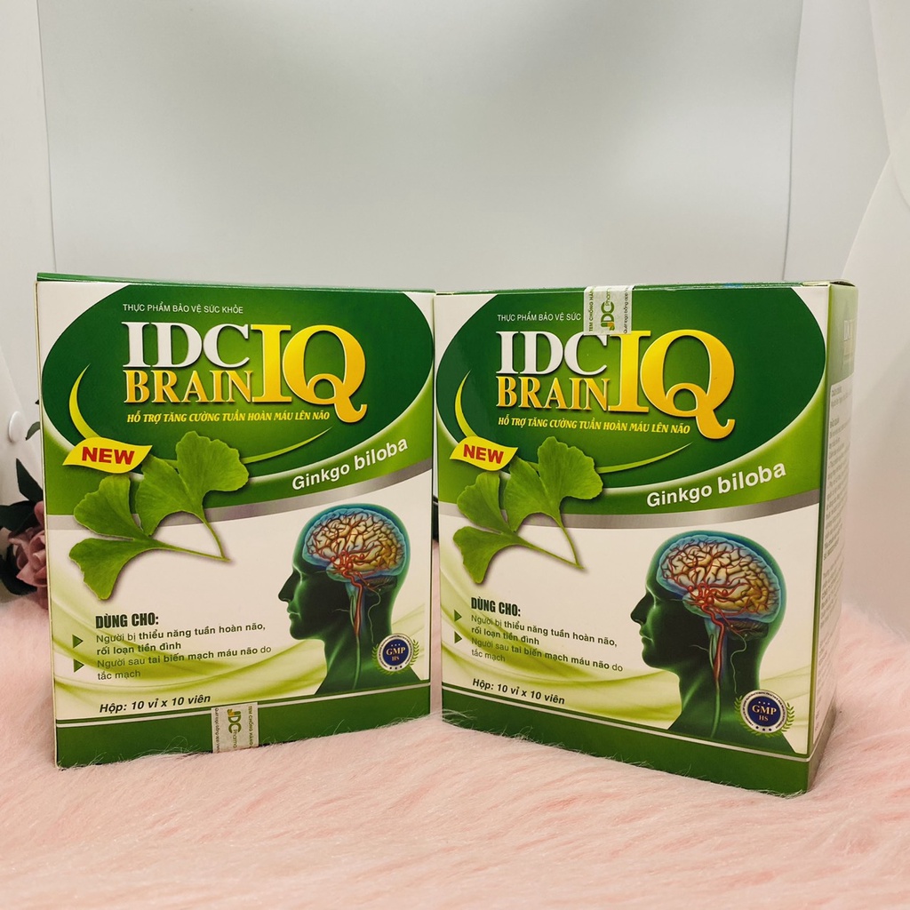 Bổ não IDC Brain IQ hộp 100 viên giúp hoạt huyết dưỡng não, tăng cường tuần hoàn não, giảm nguy cơ tắc mạch máu