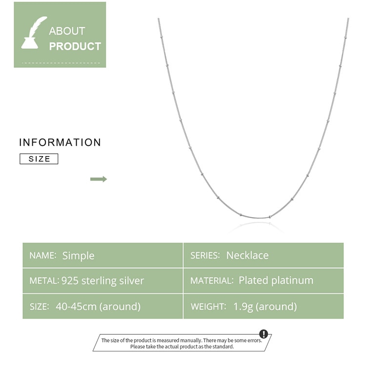 Dây chuyền Bamoer bạc 925 dài 45cm thời trang