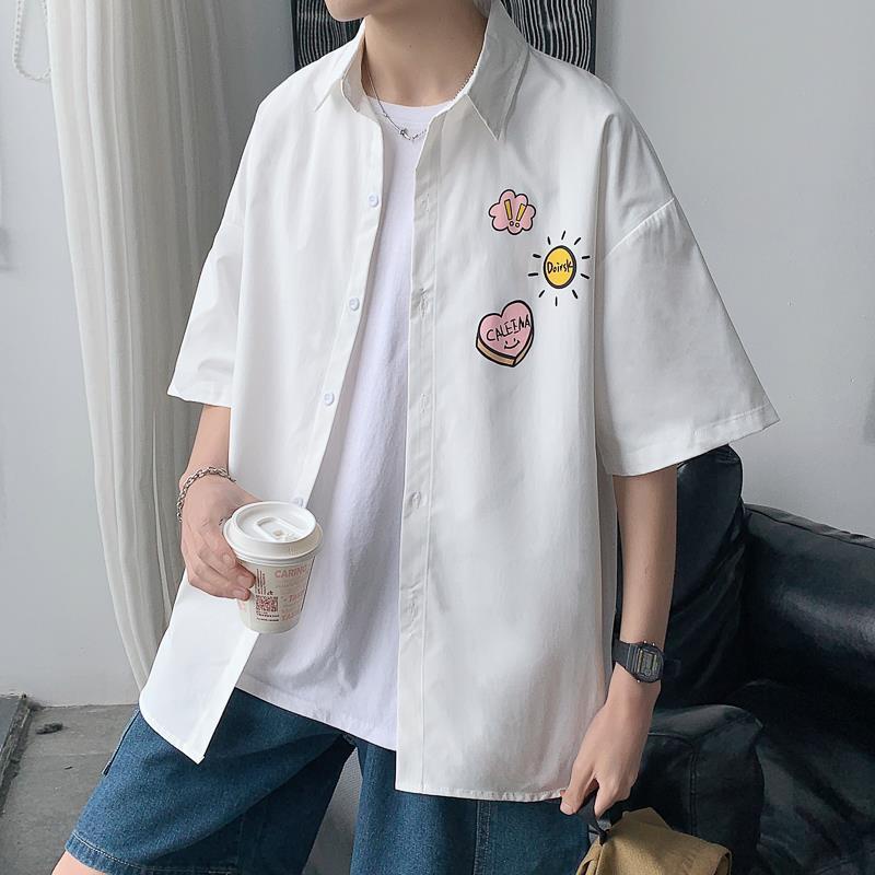 Áo Sơ Mi Nam Ngắn Tay Họa Tiết Gấu Hồng Thời Trang
