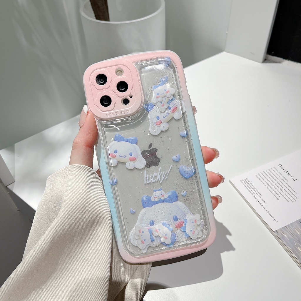 Ốp Điện Thoại Dẻo Họa Tiết Hoạt Hình Chú Mèo Kèm Nước Kim Tuyến Cho iPhone 14 / 13 / 12PRO MAX / 11 / 13PRO MAX