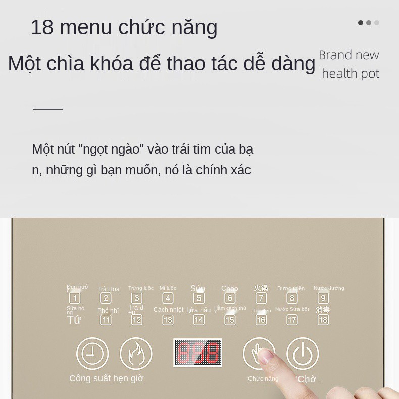 Chậu sức khỏe Chigo gia dụng đa chức năng thủy tinh dày văn phòng Máy pha trà nhỏ ấm hoa đun nước sôi