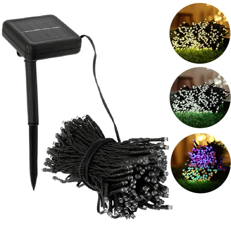 Bộ 100/200 Đèn LED Chạy Bằng Năng Lượng Mặt Trời Chống Nước Trang Trí Sân Vườn