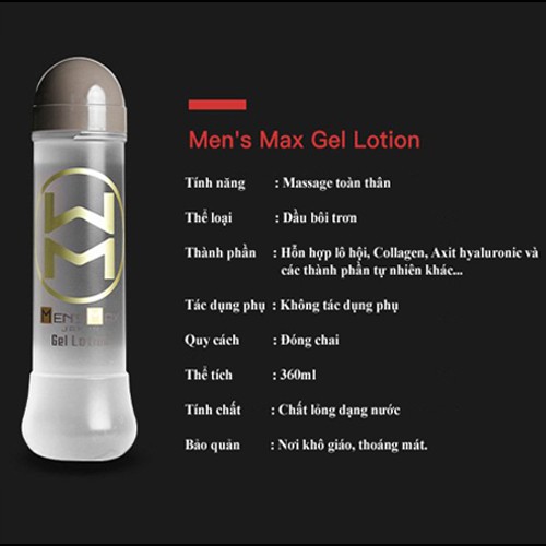 Gel bôi trơn MensMax 360ml cao cấp nhập khẩu nhật bản