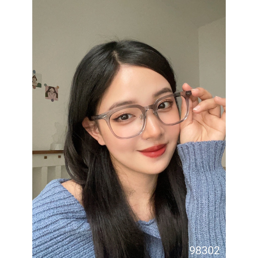Kính gọng vuông nam nữ LILYEYEWEAR chất liệu nhựa dày dặn giả cận thời trang 98302