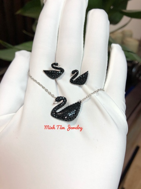 Bông tai thiên nga đen bạc S925 cao cấp