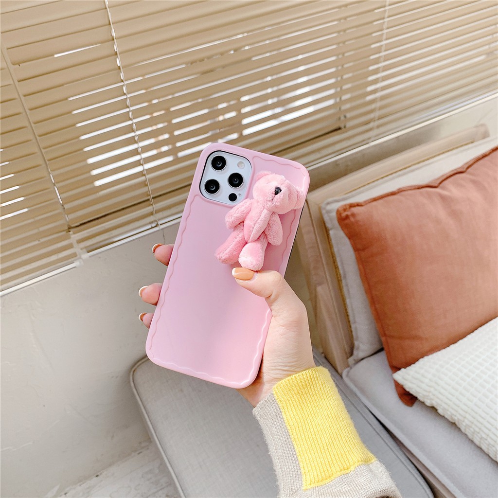 Ốp điện thoại nhựa mềm họa tiết hoạt hình gấu màu hồng dành cho iPhone 12 MINI 11 PRO MAX 7/8Plus SE2020 X/XS XR XSMAX