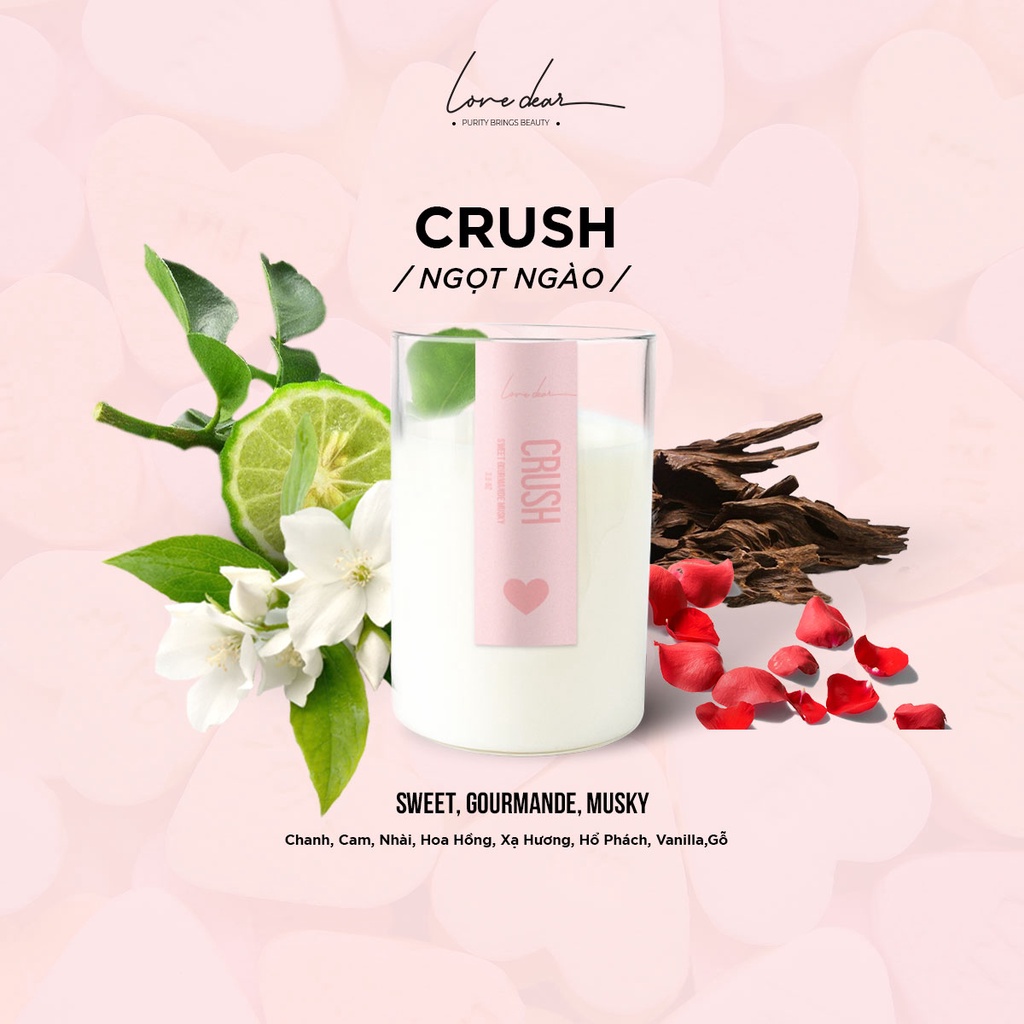 Nến Thơm LoveDear Crush Từ Tinh Dầu Thiên Nhiên và Sáp Cọ Cao Cấp - Trang Trí Decor 100g