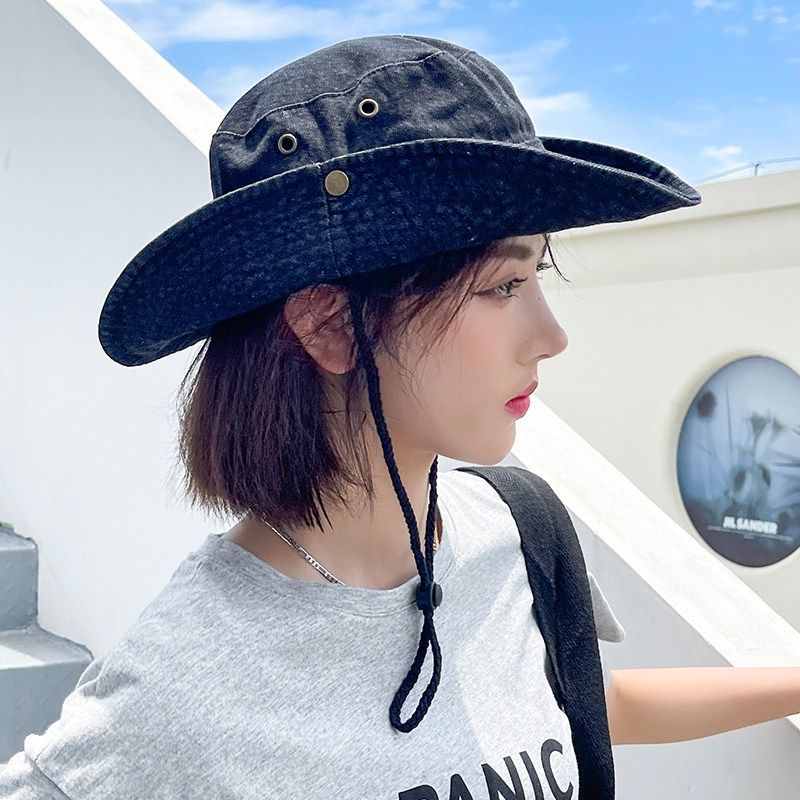 MŨ CAO BỒI DENIM TRƠN HÀNG ĐẸP CÓ DÂY RÚT PHÍA SAU