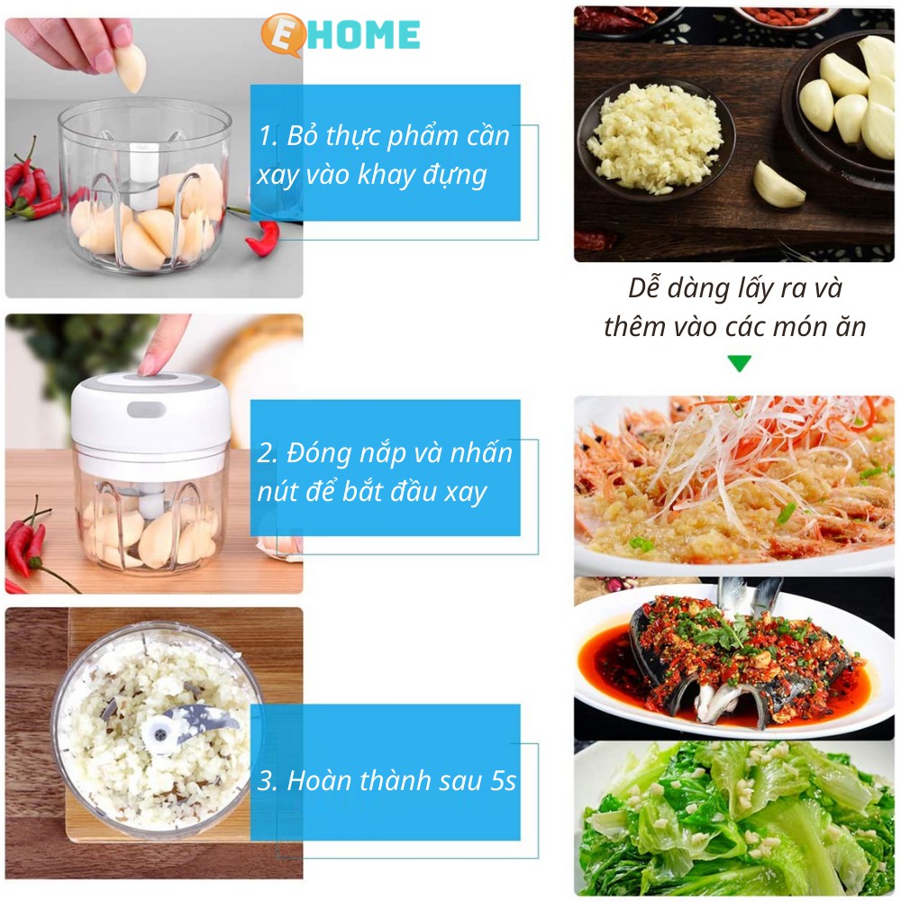 Máy Xay Tỏi Ớt Mini Cầm Tay Chạy Bằng Điện Đa Năng Có Cổng Sạc USB eHome EH-101 | BigBuy360 - bigbuy360.vn