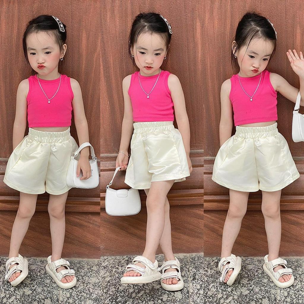Áo sát nách croprop bé gái thun zip cotton siêu mềm mát siêu co giãn vải đẹp 07-26kg