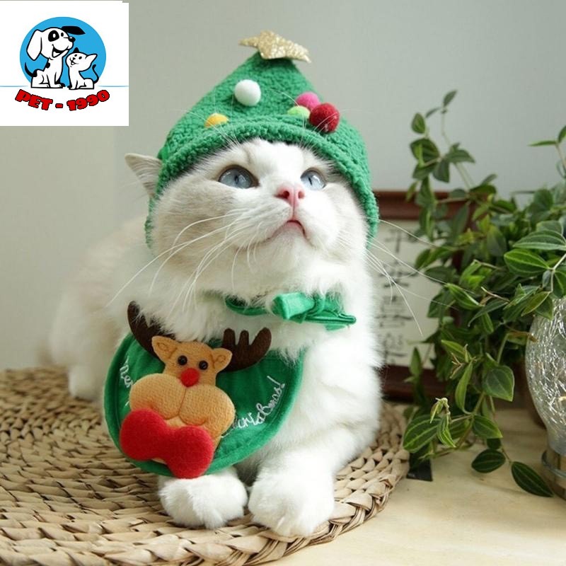Yếm Và Mũ Noel Giáng Sinh Cho Chó Mèo - Quần Áo Noel Cho Thú Cưng Cực Đáng Yêu-  PET1990
