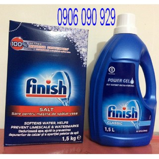 Xà Phòng Rửa bát finish dạng gel 1.5L+1.5kg Muối rửa chén Finish