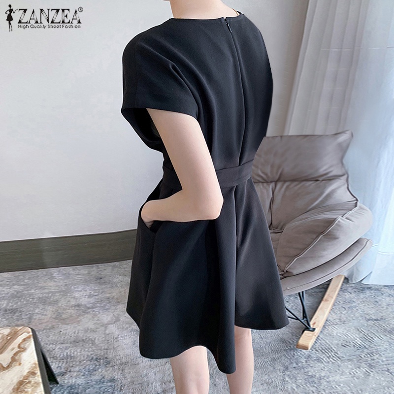 Áo liền quần ZANZEA ngắn tay cổ chữ V phong cách Hàn Quốc thời trang cho nữ