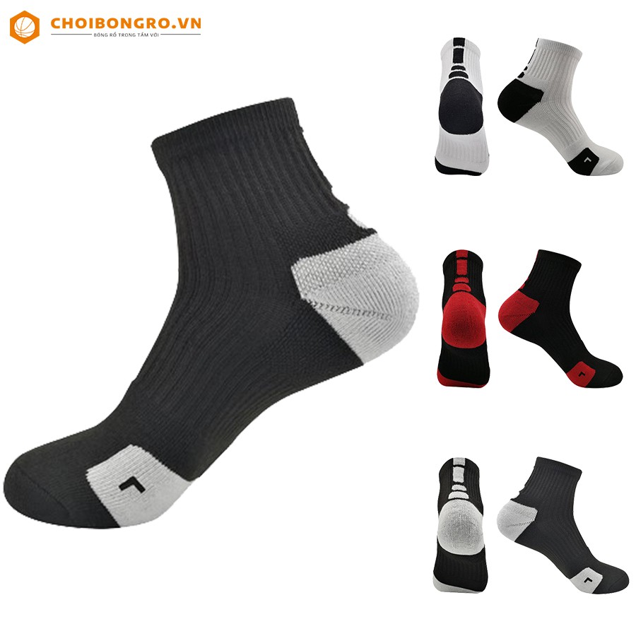 Tất bóng rổ Elite Ankle - Đệm cổ chân & gót, chất liệu dày dặn, cấu trúc gân rãnh tạo độ bám | Choibongro.vn