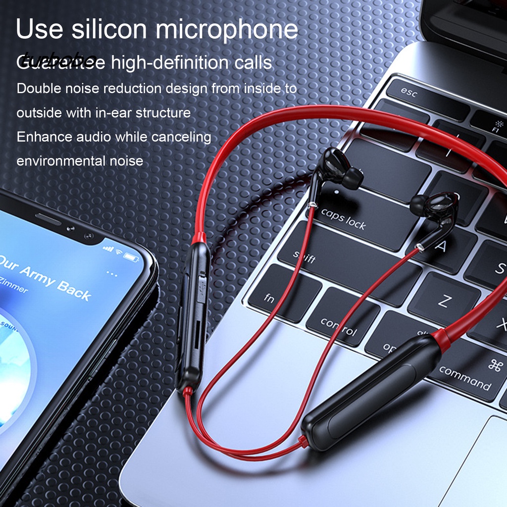 Tai nghe bluetooth 5.1 M60 không dây đeo cổ có khe cắm thẻ nhớ TF tiện dụng kèm phụ kiện