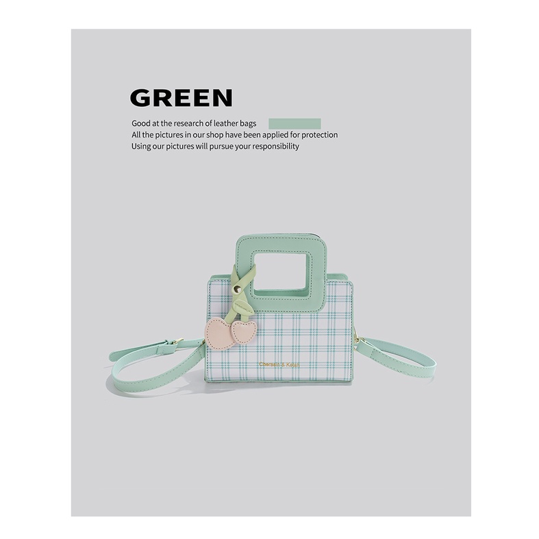 (HÀNG SẴN) CK16-Túi xách vuông, cầm tay - Minibag Brand CEEKAY sọc caro full bảng màu xanh lá, hồng, trắng, đen