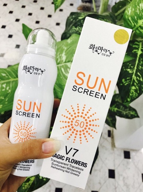 Kem chống nắng sun screen V7 , spf50- magic flower , makeup body hàn quốc chính hãng