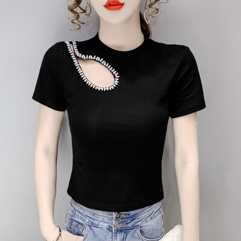IELGY Áo Thun Ngắn Tay Dáng Ôm Thiết Kế Độc Đáo Thời Trang Cho Nữ