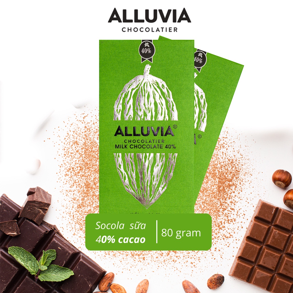 Socola sữa 40% cacao Alluvia Chocolate nguyên chất ngọt Milk chocolate 40% cocoa