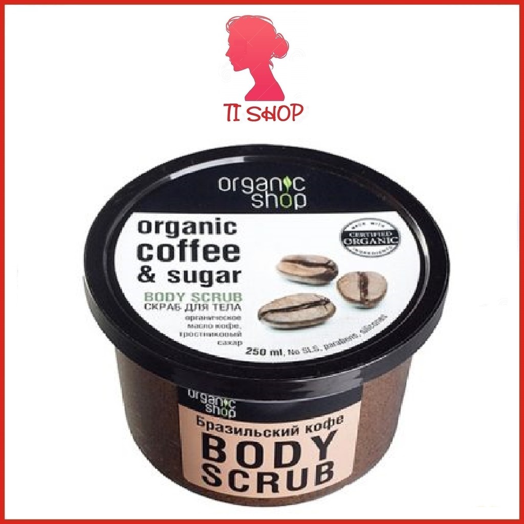 Tẩy da chết 💋FREESHIP💋 Tẩy da chết toàn thân organic coffee & sugar body scrub 250ml sáng da sạch sâu