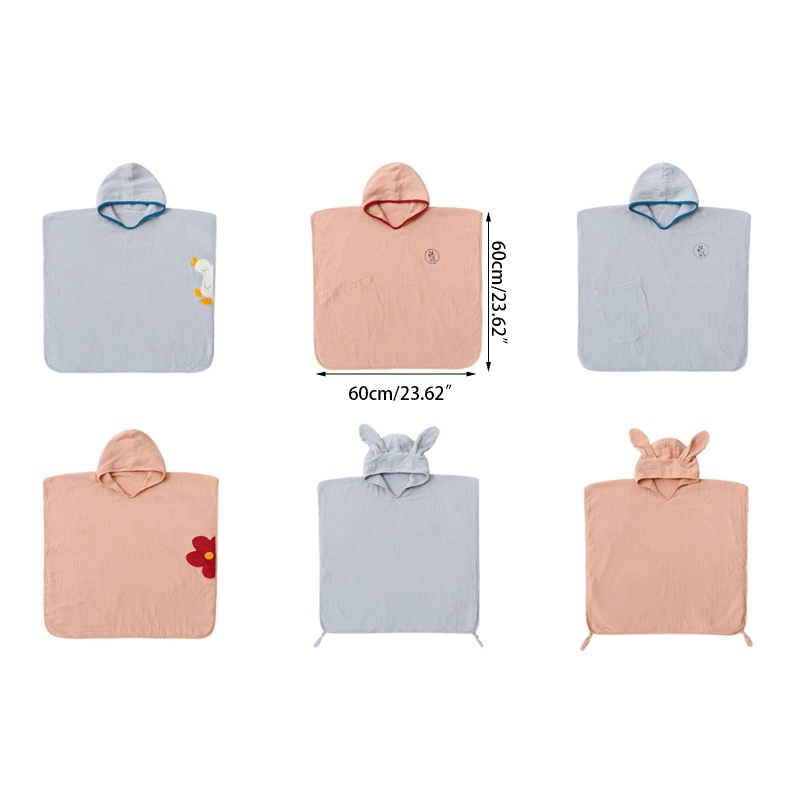 Haha Khăn Tắm Cotton Mềm Mại Có Mũ Trùm Đầu Không Chứa Dị Ứng Nhanh Khô Trung Tính Cho Bé Sơ Sinh