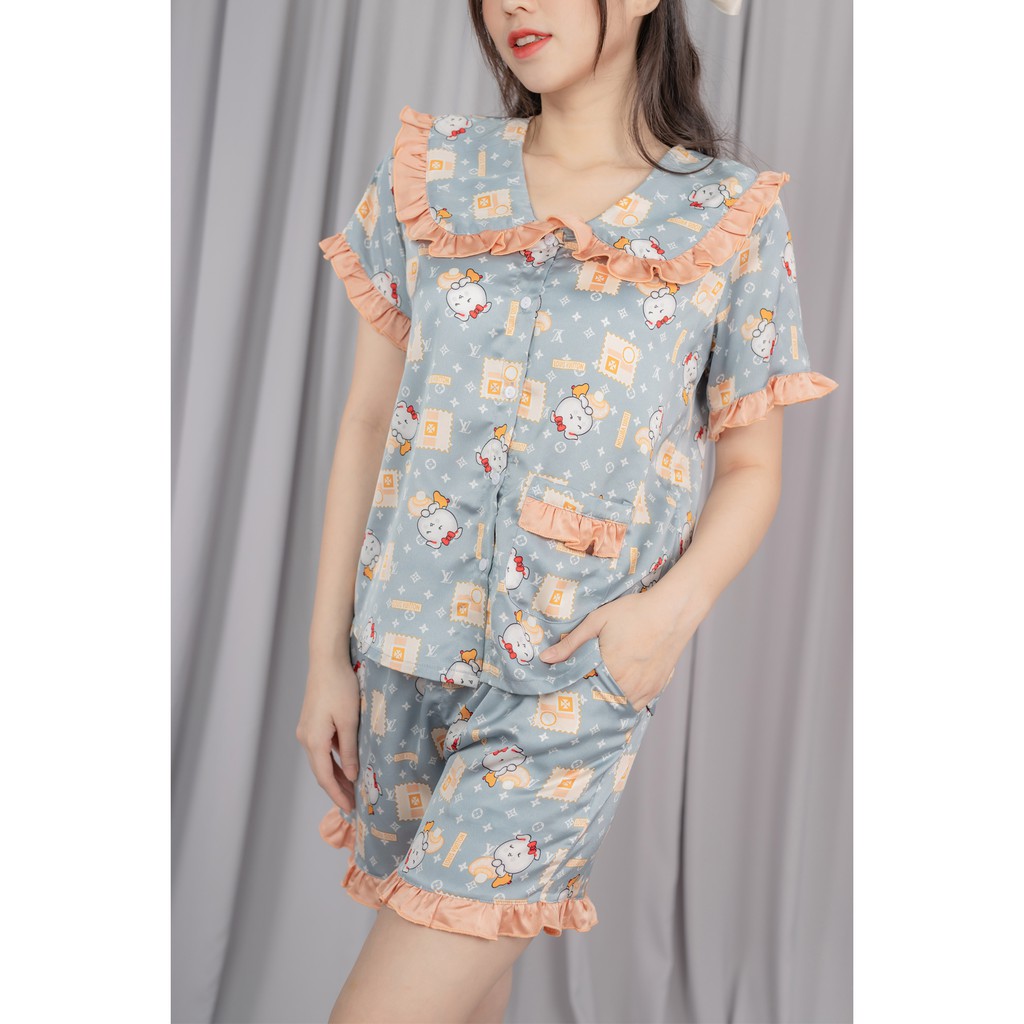Đồ bộ pijama lửng satin áo ngắn tay mặc ở nhà thời trang nữ Wendy freesize 45- 58kg nhiều màu B440 | BigBuy360 - bigbuy360.vn